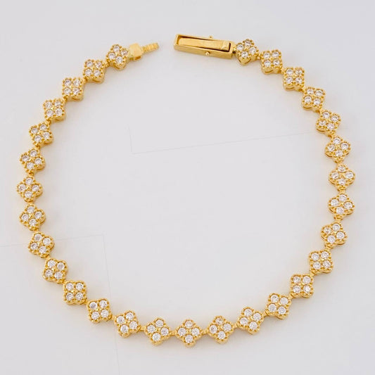 Pulso Tennis Trebol Secuencial 9.1 g / 18.3 cm / 5 mm Oro Amarillo 18K