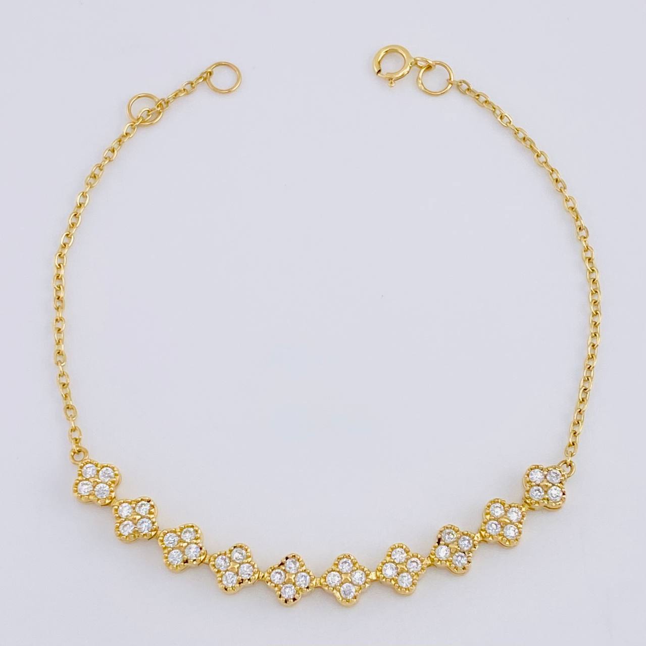 Pulso Modulable Volga Secuencia De Trebol 3.3 g / 16.9 cm - 15.9 cm / 1.3 mm Oro Amarillo 18K