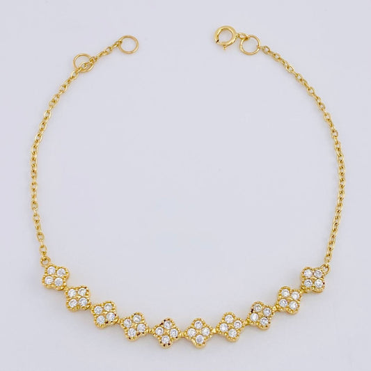 Pulso Modulable Volga Secuencia De Trebol 3.3 g / 16.9 cm - 15.9 cm / 1.3 mm Oro Amarillo 18K