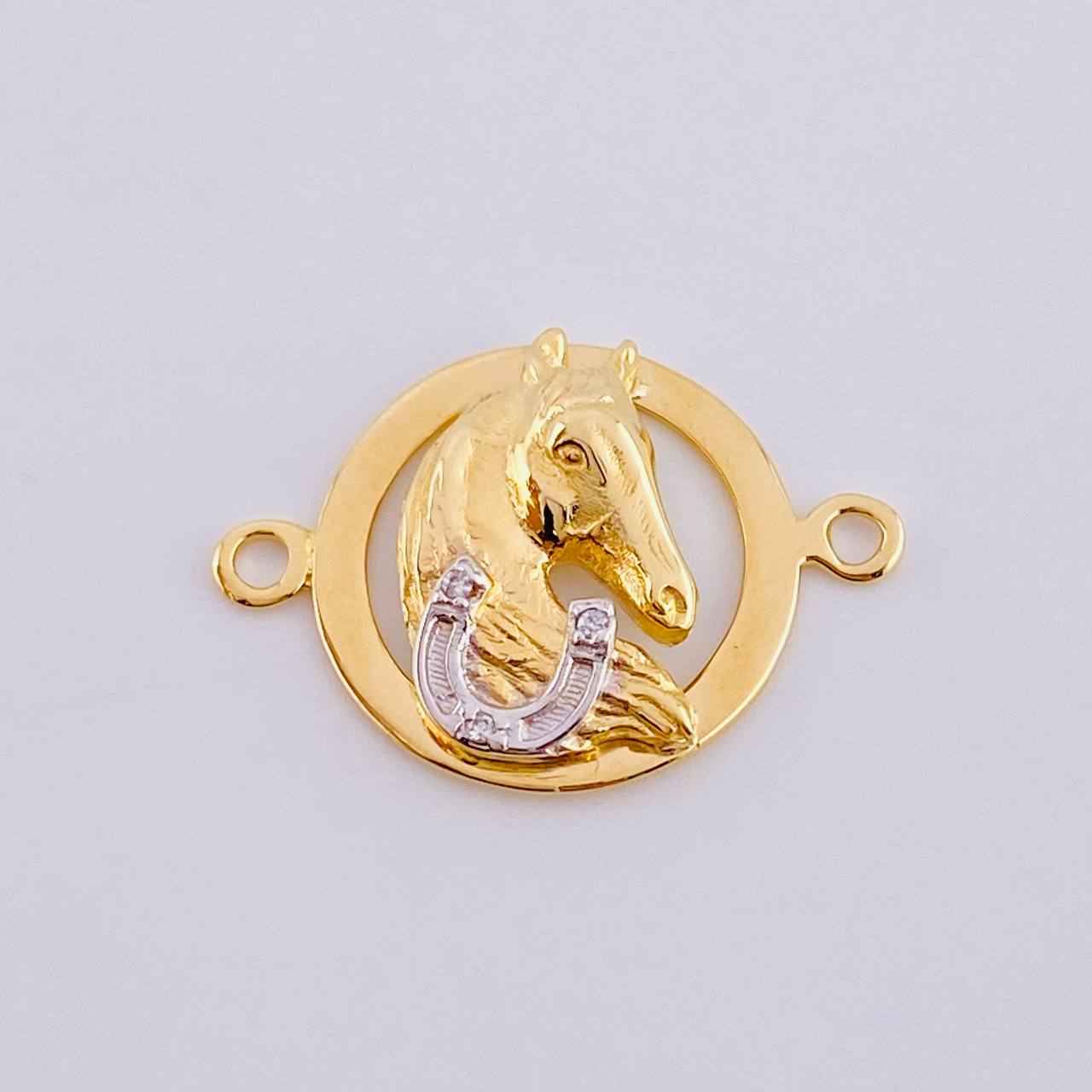 Herraje Caballo Herradura 2.35gr / 2.3cm / Dos Oros Amarillo Blanco 18K ©