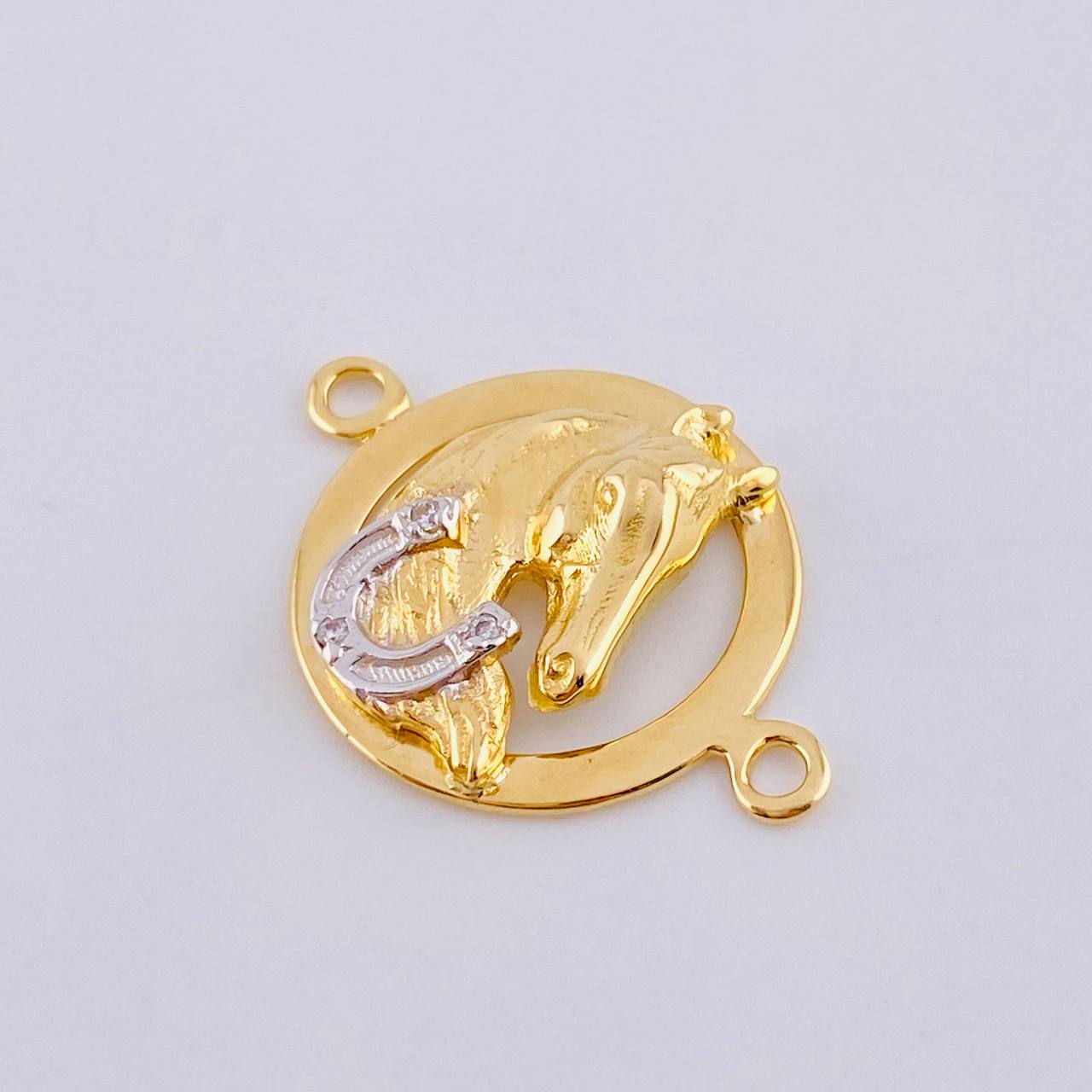 Herraje Caballo Herradura 2.35gr / 2.3cm / Dos Oros Amarillo Blanco 18K ©