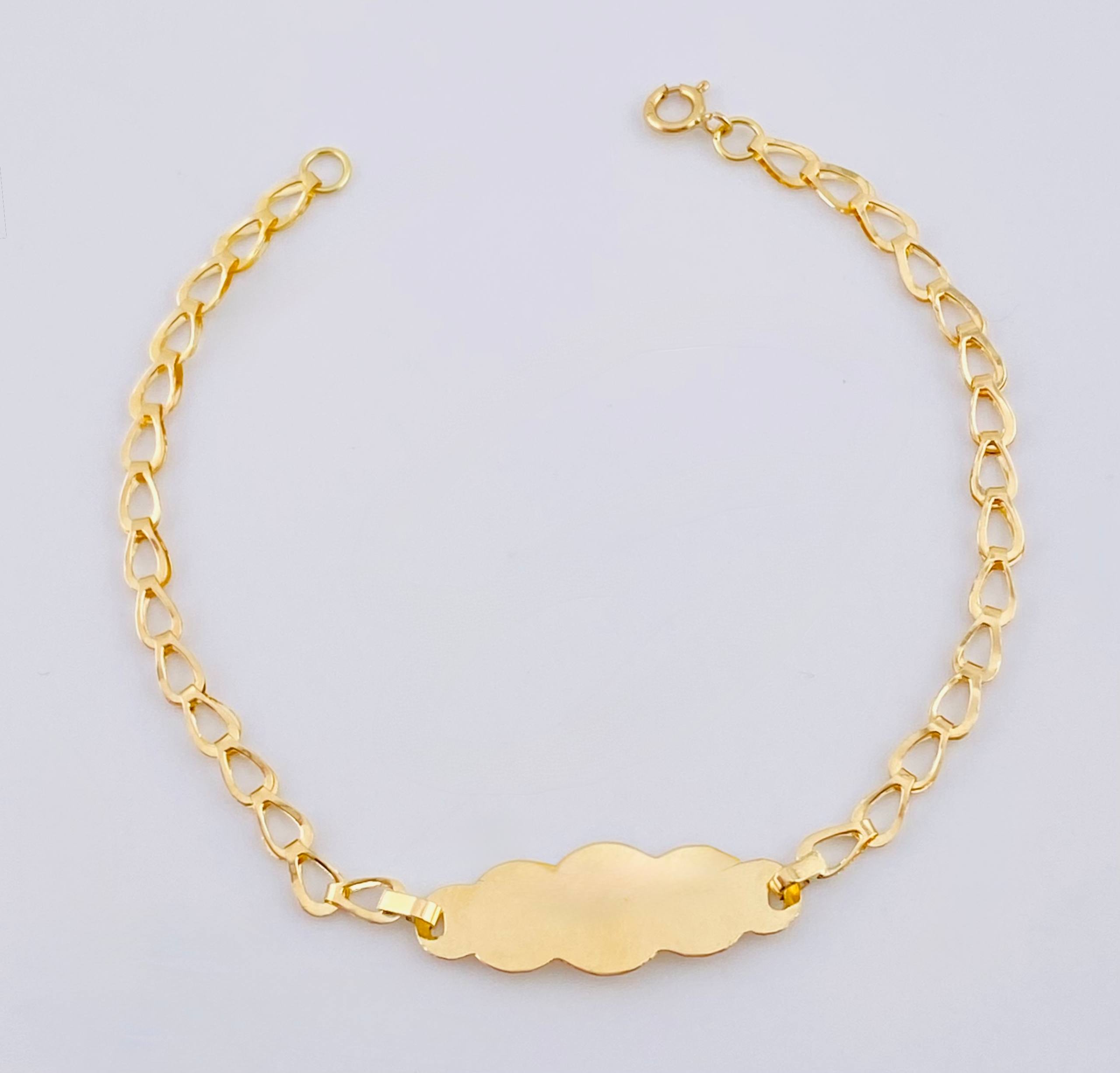Pulso Bebé Espiga Placa Nube Lisa 1.25gr / 14.5cm / 2.7mm Oro Amarillo 18K