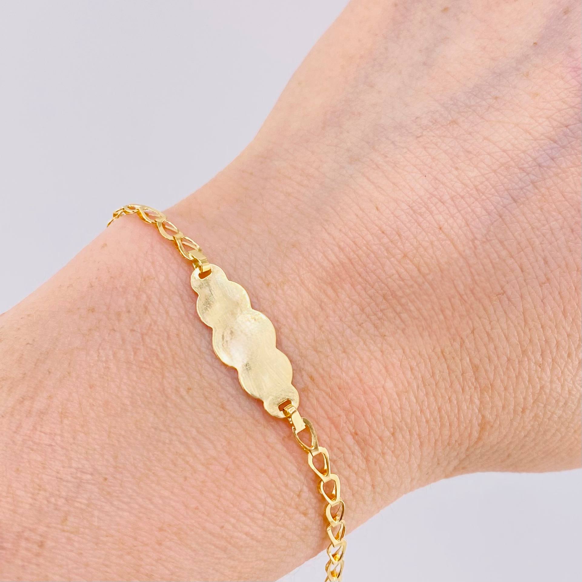 Pulso Bebé Espiga Placa Nube Lisa 1.25gr / 14.5cm / 2.7mm Oro Amarillo 18K