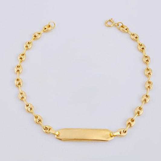 Pulso Bebé Gc Placa Rectangular Curva 1.5gr / 14.5cm / 3.2mm Oro Amarillo 18K