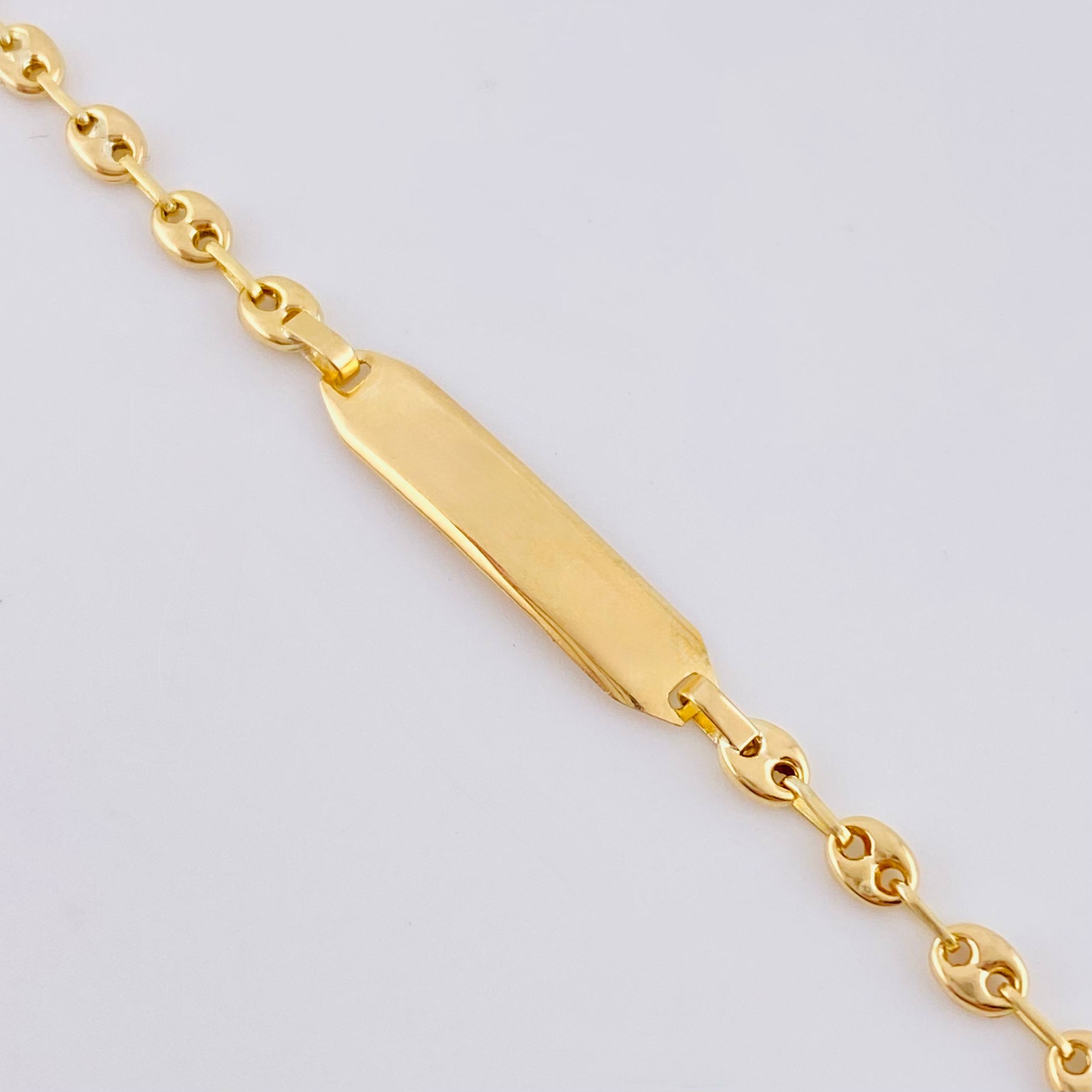 Pulso Bebé Gc Placa Rectangular Curva 1.5gr / 14.5cm / 3.2mm Oro Amarillo 18K