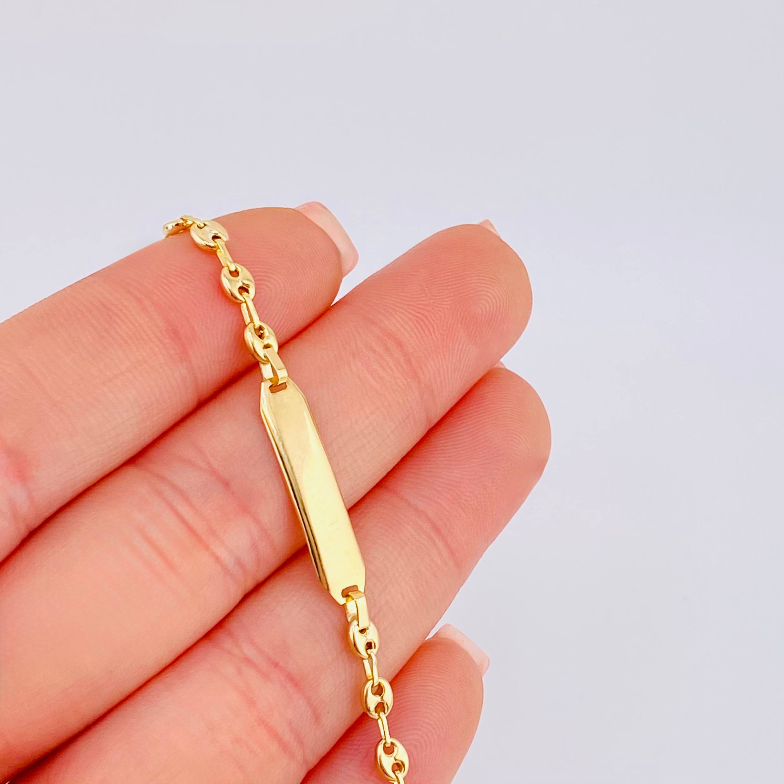 Pulso Bebé Gc Placa Rectangular Curva 1.5gr / 14.5cm / 3.2mm Oro Amarillo 18K