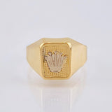 Anillo Sello Corona 3.45 g / T10 3/4 Dos Oros Amarillo Blanco 18K