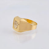 Anillo Sello Corona 3.45 g / T10 3/4 Dos Oros Amarillo Blanco 18K