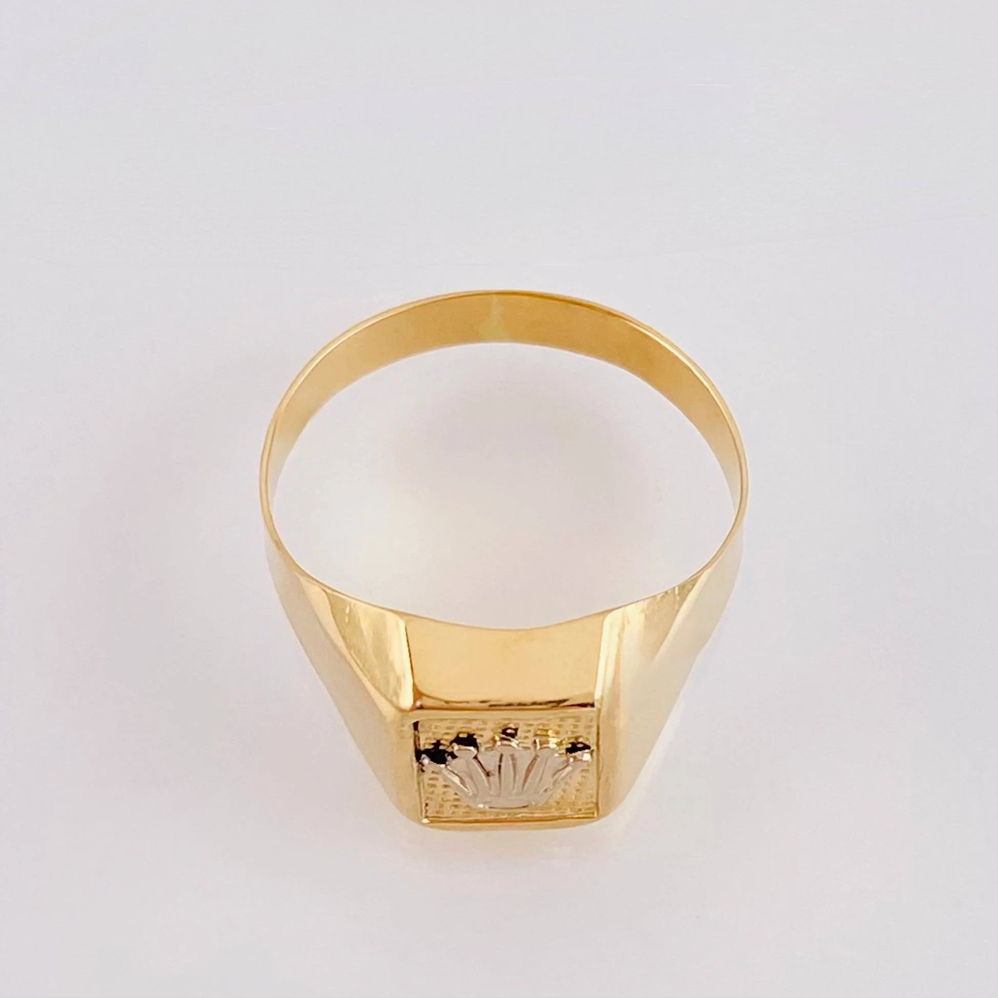 Anillo Sello Corona 3.45 g / T10 3/4 Dos Oros Amarillo Blanco 18K