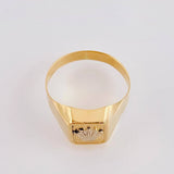 Anillo Sello Corona 3.55 g / T11 1/4 Dos Oros Amarillo Blanco 18K