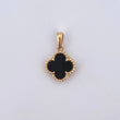 Dije Trebol VCyA 1.75gr / 2cm / Onix Negro Borde Punteado Oro Amarillo Nac.Esp. 18K
