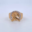 Anillo Sello Herradura Caballo 5.8gr / T10 1/4 / Malla Lateral - Circones Blancos Oro Amarillo 18K *