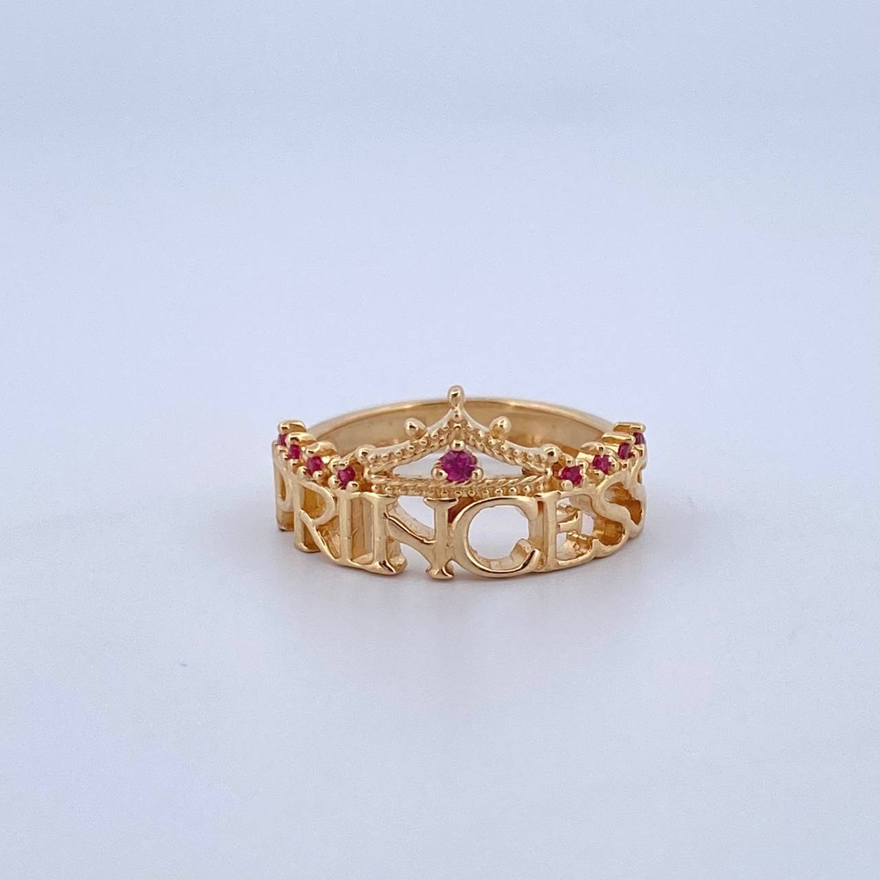 Anillo PRINCESS 3.45gr / T5 / Circones Fucsias Oro Amarillo 18K *