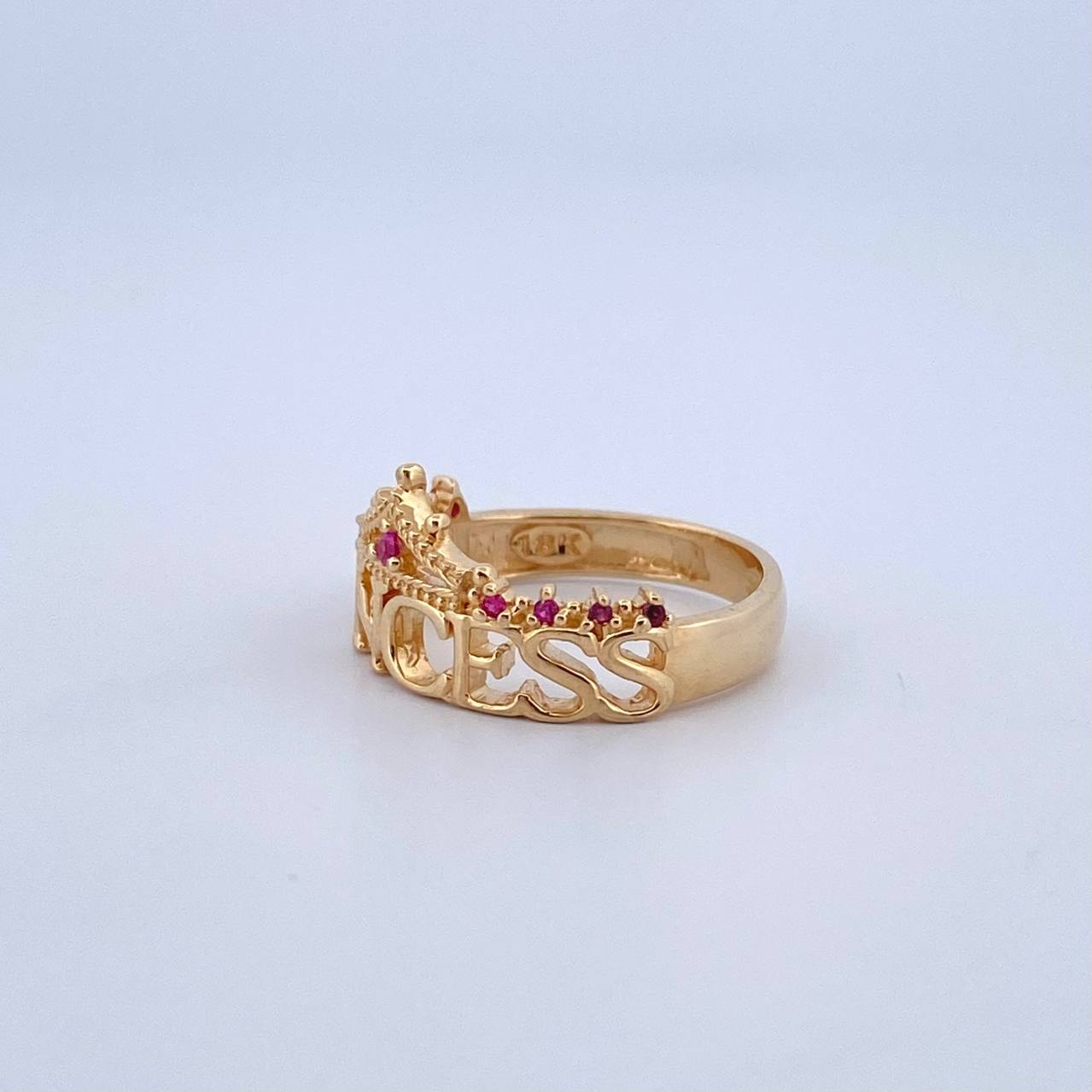 Anillo PRINCESS 3.45gr / T5 / Circones Fucsias Oro Amarillo 18K *