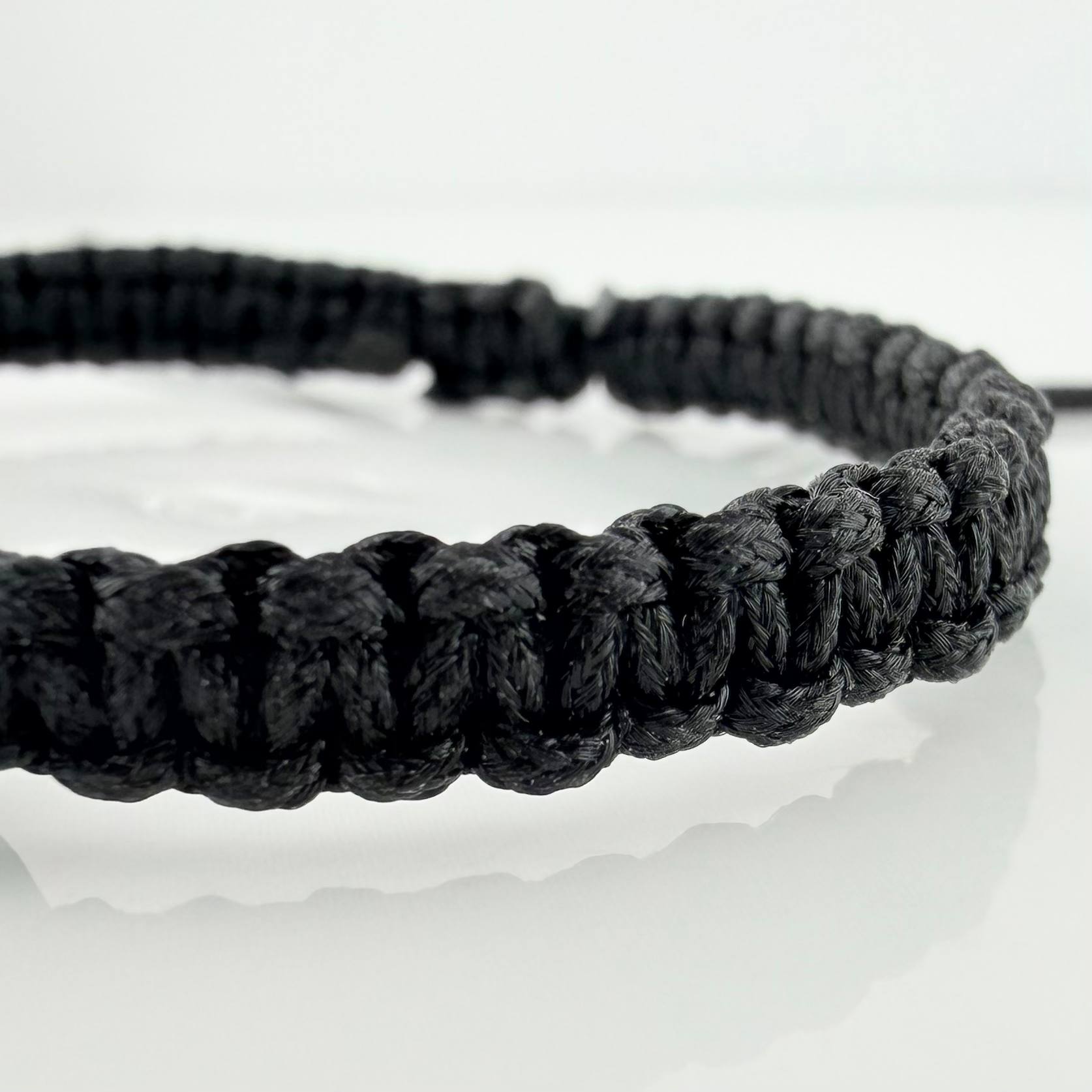 Pulsera Tejida Negra Morrallas 3Mm 3Und Oro Amarillo 18K