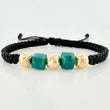 Pulsera Tejida Negra Morralla Cubica 3Mm 2Und Oro Amarillo 18K