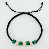Pulsera Tejida Negra Morralla Cubica 2Mm 4Und Oro Amarillo 18K