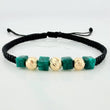 Pulsera Tejida Negra Morralla Cubica 2Mm 4Und Oro Amarillo 18K