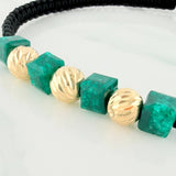 Pulsera Tejida Negra Morralla Cubica 2Mm 4Und Oro Amarillo 18K
