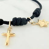 Pulsera Tejida Negra Seis Nudos Oro Amarillo 18K