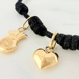 Pulsera Tejida Negra Seis Nudos Oro Amarillo 18K