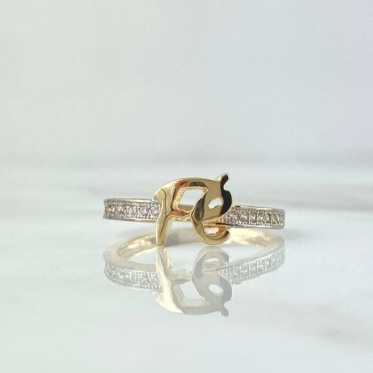 Anillo Fé 1.95gr / T6 1/4 / Circones Blancos Oro Amarillo 18K ©