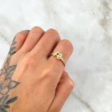 Anillo Fé 2.2gr / T6 1/2 / Circones Blancos Oro Amarillo 18K