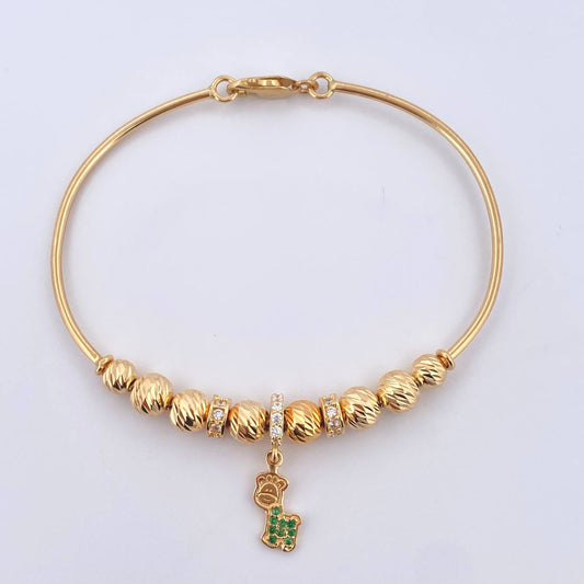 Pulso PD Girafa 7.8gr / 18cm / 5mm-4mm Bolas Diamantadas Circones Blancos Verdes Oro Amarillo 18K ©