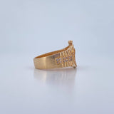 Anillo Corona RX 6.15gr / T9 1/4 / Circones Blancos Oro Amarillo 18K $