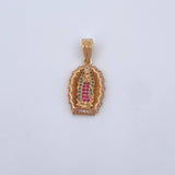 Dije Virgen de Guadalupe 4.05gr / 3cm / Circones Fucsias Verdes Blancos Oro Amarillo 18K $