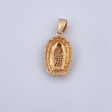 Dije Virgen de Guadalupe 4.05gr / 3cm / Circones Fucsias Verdes Blancos Oro Amarillo 18K $