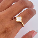 Anillo Trebol 3gr / T5 3/4 / Nacar Blanco Oro Amarillo Nac.Esp. 18K $