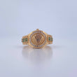 Anillo Corona RX 5.45gr / T10 1/2 / Circones Verdes Blancos Oro Amarillo 18K $