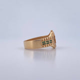 Anillo Corona RX 5.45gr / T10 1/2 / Circones Verdes Blancos Oro Amarillo 18K $