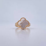 Anillo Trebol 4.3gr / T7 1/4 / Nacar Blanco Oro Amarillo Nac.Esp. 18K $