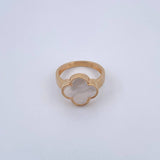 Anillo Trebol 4.3gr / T7 1/4 / Nacar Blanco Oro Amarillo Nac.Esp. 18K $
