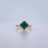 Anillo Trebol 1.95gr / T6 1/4 / Malaquita Verde Oro Amarillo Nac.Esp. 18K $