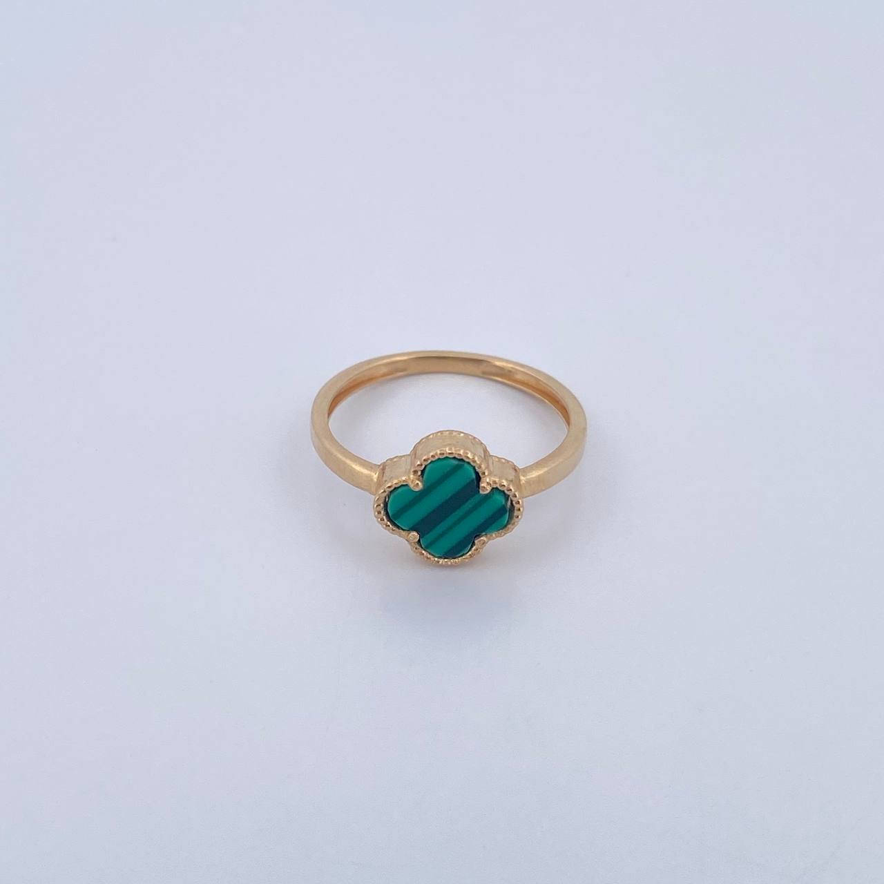 Anillo Trebol 1.95gr / T6 1/4 / Malaquita Verde Oro Amarillo Nac.Esp. 18K $