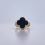 Anillo Trebol  4.65gr / T6 3/4 / Onix Negro Oro Amarillo Nac.Esp. 18K $