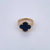Anillo Trebol  4.65gr / T6 3/4 / Onix Negro Oro Amarillo Nac.Esp. 18K $