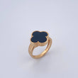 Anillo Trebol  4.65gr / T6 3/4 / Onix Negro Oro Amarillo Nac.Esp. 18K $