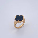 Anillo Trebol  4.65gr / T6 3/4 / Onix Negro Oro Amarillo Nac.Esp. 18K $