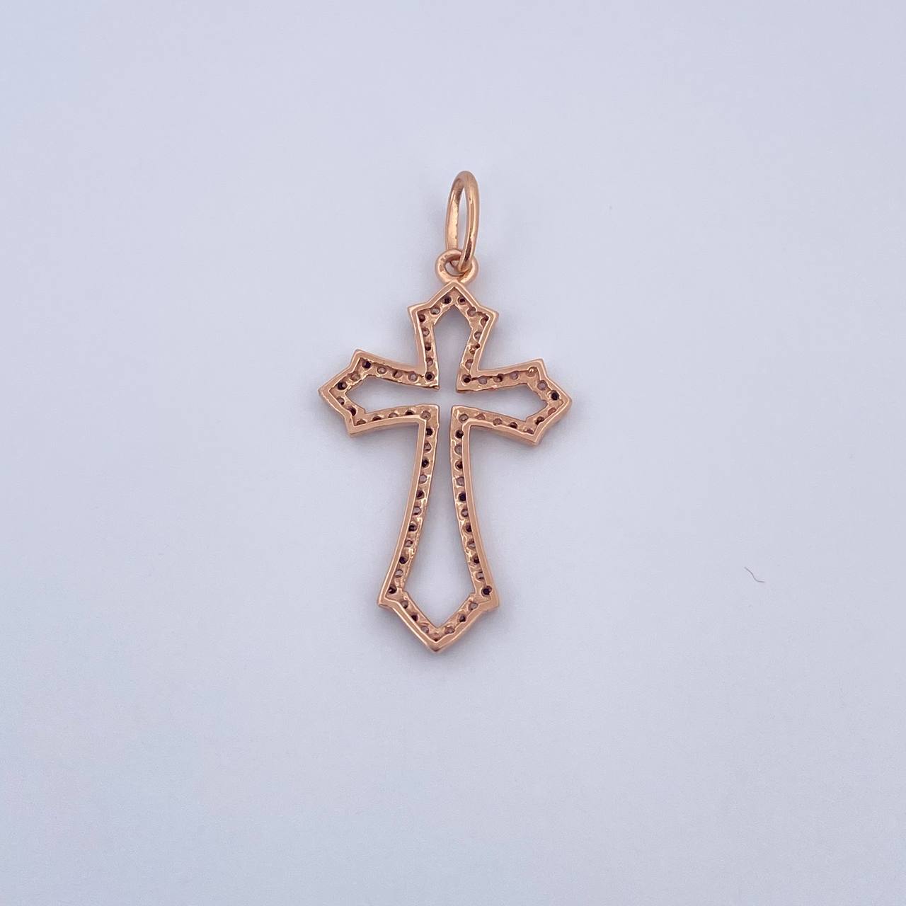 Dije Cruz Silueta 1.65gr / 3.5cm / Circones Negros Blancos Oro Rosa 18K $