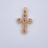 Dije Crus Tupida 2.55gr / 3cm / Circones Colores Oro Amarillo 18K $