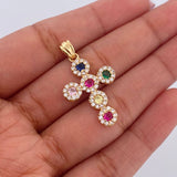 Dije Crus Tupida 2.55gr / 3cm / Circones Colores Oro Amarillo 18K $