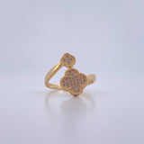 Anillo Abrazo Trebol 3.05gr / T6 1/2 / Circones Blancos Oro Amarillo 18K $