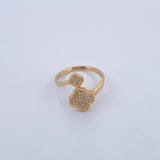 Anillo Abrazo Trebol 3.05gr / T6 1/2 / Circones Blancos Oro Amarillo 18K $