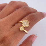 Anillo Abrazo Trebol 3.05gr / T6 1/2 / Circones Blancos Oro Amarillo 18K $