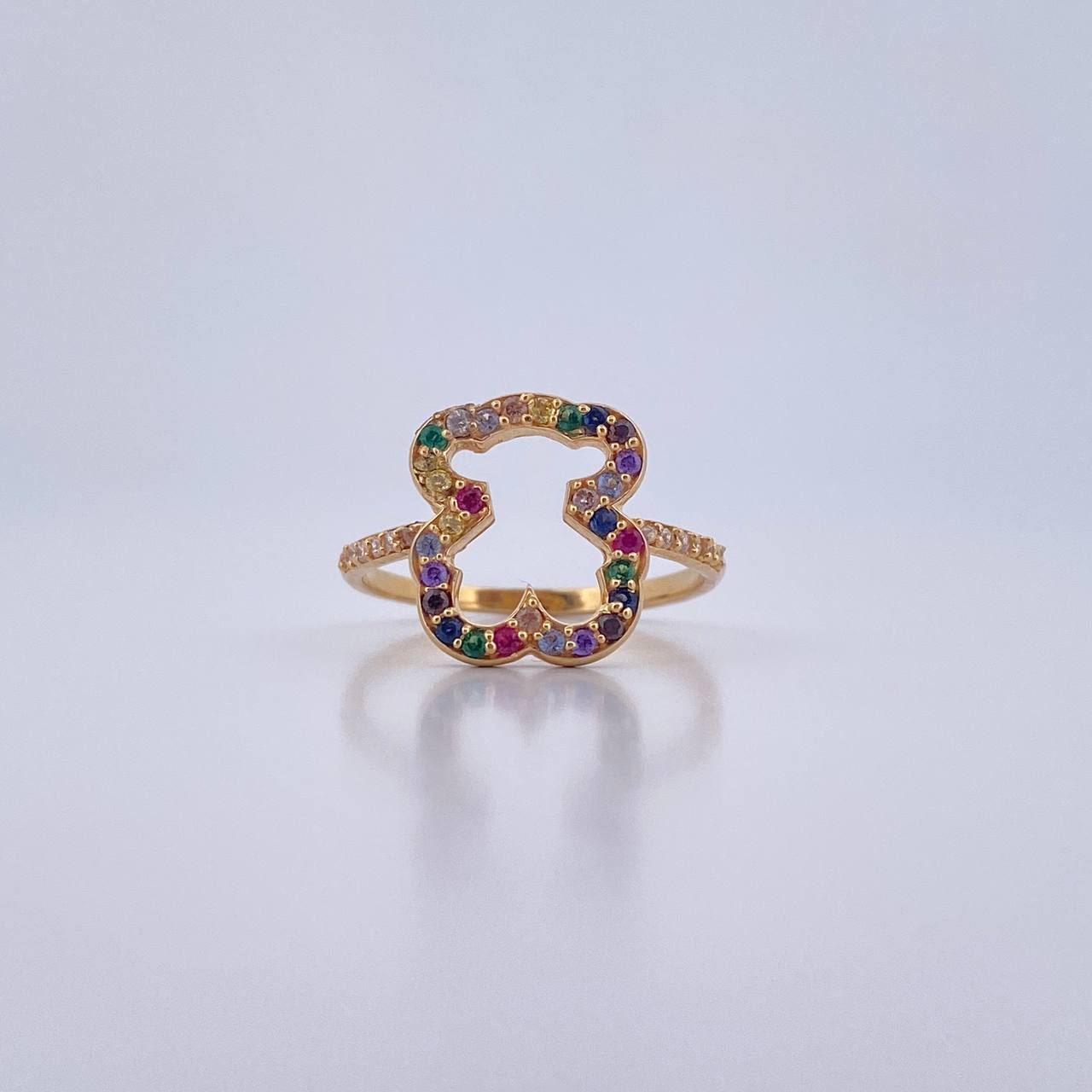Anillo Oso Ts 2.65gr / T7 1/4 / Circones Colores Oro Amarillo 18K $