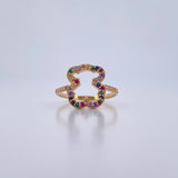 Anillo Oso Ts 2.65gr / T7 1/4 / Circones Colores Oro Amarillo 18K $